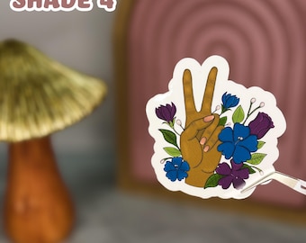 Floral Peace Sign Sticker: Waterproof Matte Hand Decal