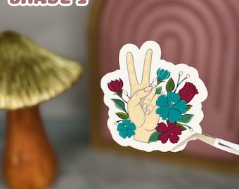 Floral Peace Sign Sticker: Waterproof Laptop Decal