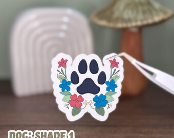 Floral Dog Paw Sticker: Waterproof Vinyl Decal for Animal Lovers