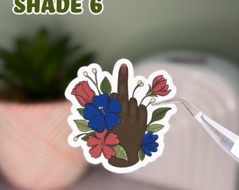 Floral Middle Finger Sticker: Sarcastic Waterproof Vinyl Decal