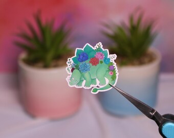 Succulent Dinosaur Sticker | Cottagecore Stegosaurus Plant Decal