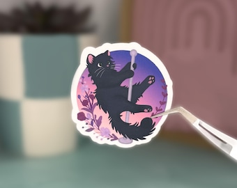 Pole Dancing Black Cat Sticker: Waterproof Vinyl Decal