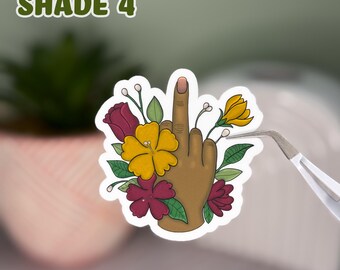 Floral Middle Finger Sticker: Sarcastic Waterproof Vinyl Decal