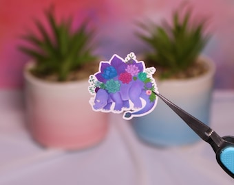 Watercolor Stegosaurus Succulent Sticker | Cottagecore Plant Decal