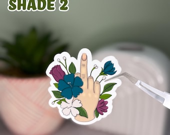 Floral Middle Finger Sticker: Sarcastic Waterproof Vinyl Decal