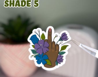 Floral Middle Finger Sticker: Sarcastic Waterproof Vinyl Decal