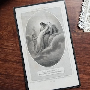 Carte commémorative antique française avec Jésus dans le ciel 1863