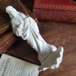 French antique Sacred Heart of Jesus bisque Holy water font