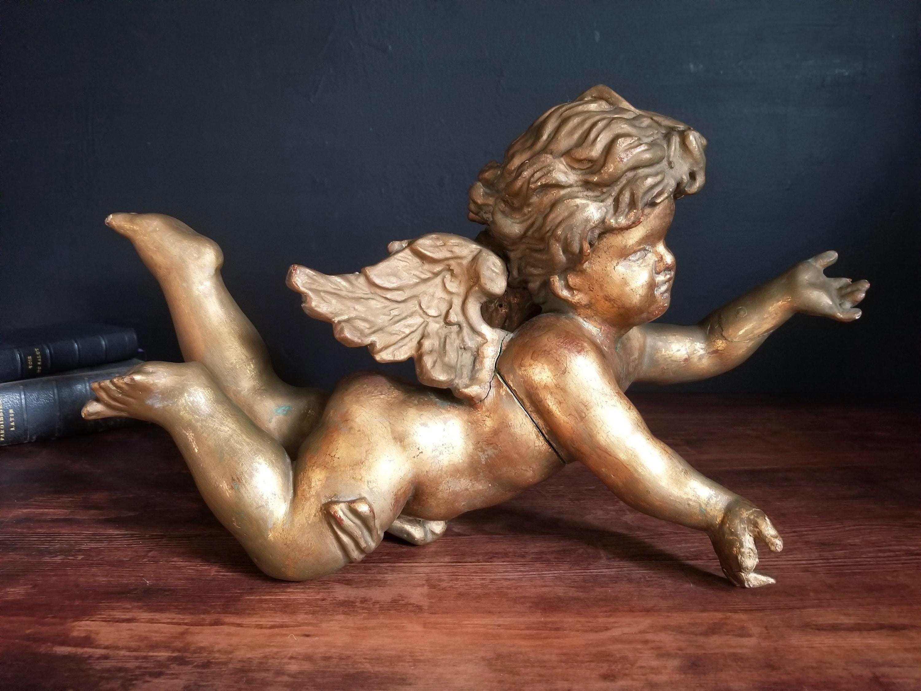 Antique Wooden Angel - Etsy Canada