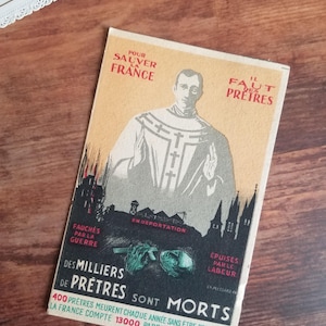 Carte postale ancienne française Pour sauver la France, nous devons sauver les prêtres 1946