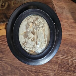 Rare French antique Our Lady of the oak in Vion meerschaum in wood frame