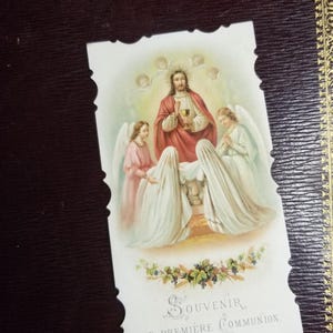 Cartão de lembrança de comunhão francesa antiga