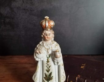 Antique Infant Jesus of Prague bisque porcelain figurine