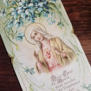 Franse antieke Heilige kaart Onbevlekt Hart van Maria, Maagd van de Hoop