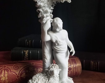 Antique St John the Baptist with lamb bique porcelain statue