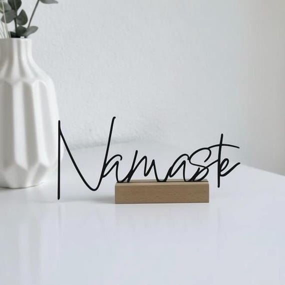 Namaste | Line Art | Typografie | 3D Druck | Yoga Deko | Nachhaltig | Spirituelle Dekoration Yoga | Boho Deko | Minimalistische Deko