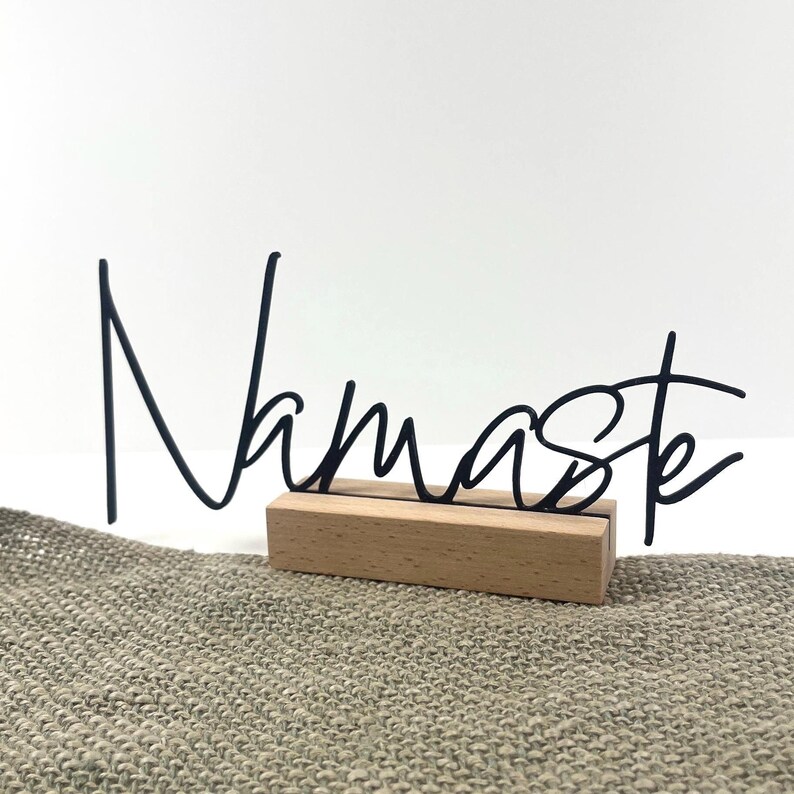 Namaste | Line Art | Typography | 3D Printing | Yoga Decor | Sustainable | Spiritual Yoga Decor | Boho Decor | Minimalist Decor image 2