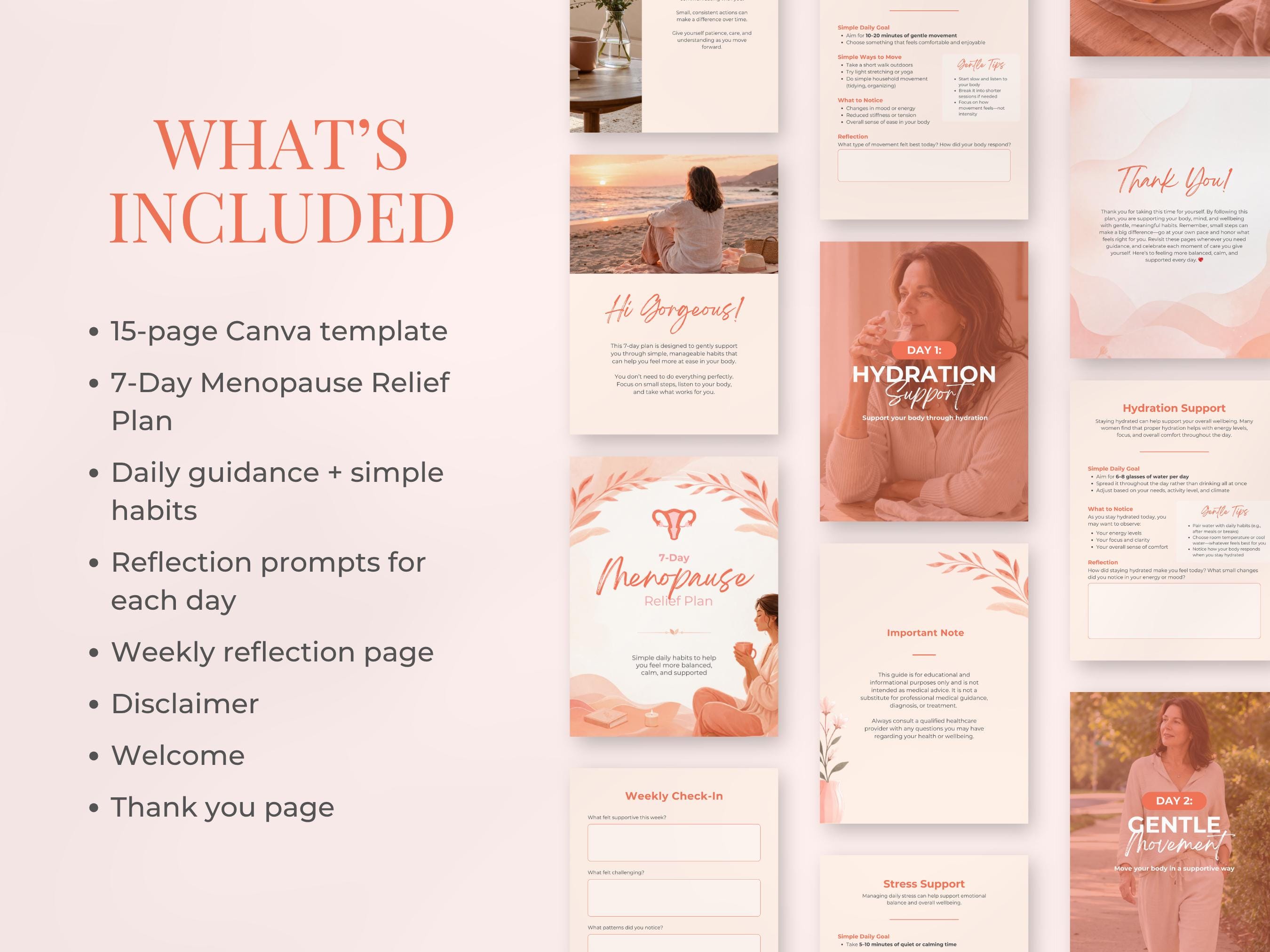 Menopause Relief Plan Canva Template | 7-day Wellness Guide for Women ...
