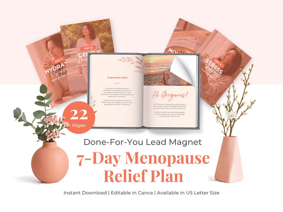 Menopause Relief Plan Canva Template | 7-day Wellness Guide for Women ...