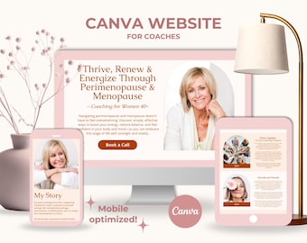 Coach Website Canva Template for Health Wellness Menopause Life Fitness Coach Landing Page Sales Page Canva Website Template Coaches
