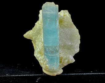 Blue Aquamarine Crystal With Feldspar Combine Specimen From Pakistan