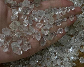 Diamond Quartz crystals Lot, Perkimer , Herkiemr diamond crystal , double terminated UV Rective