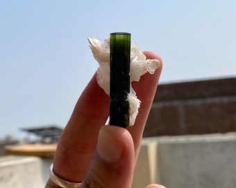 Exceptional Green cap Tourmaline on Albite Matrix Specimen From Pakistan