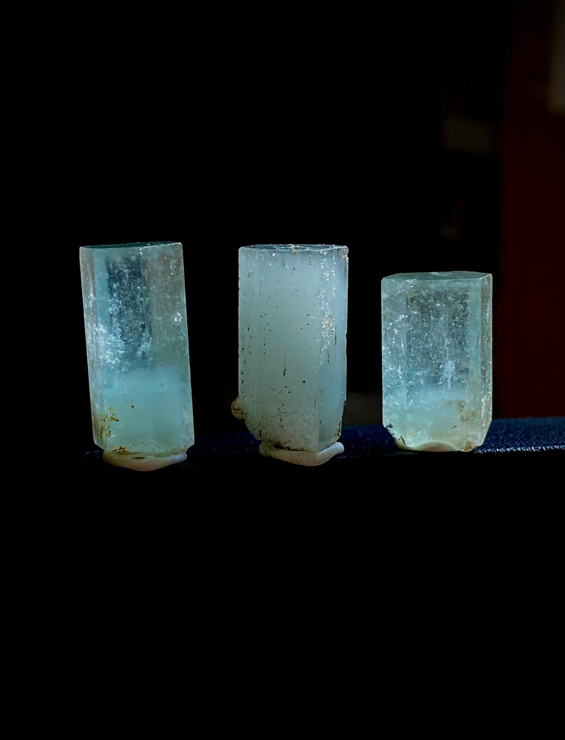 ブルーアクアマリン結晶、パキスタン・スカルドゥ産原石（3個） - Etsy