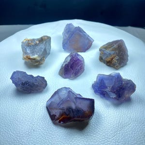 Raw Purple Fluorite Crystal Specimen: Baluchistan Minerals, 7-Piece Lot