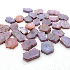 Hand Cut Ruby Hexagon Slices: Natural Gemstone Lot for Jewelry Making