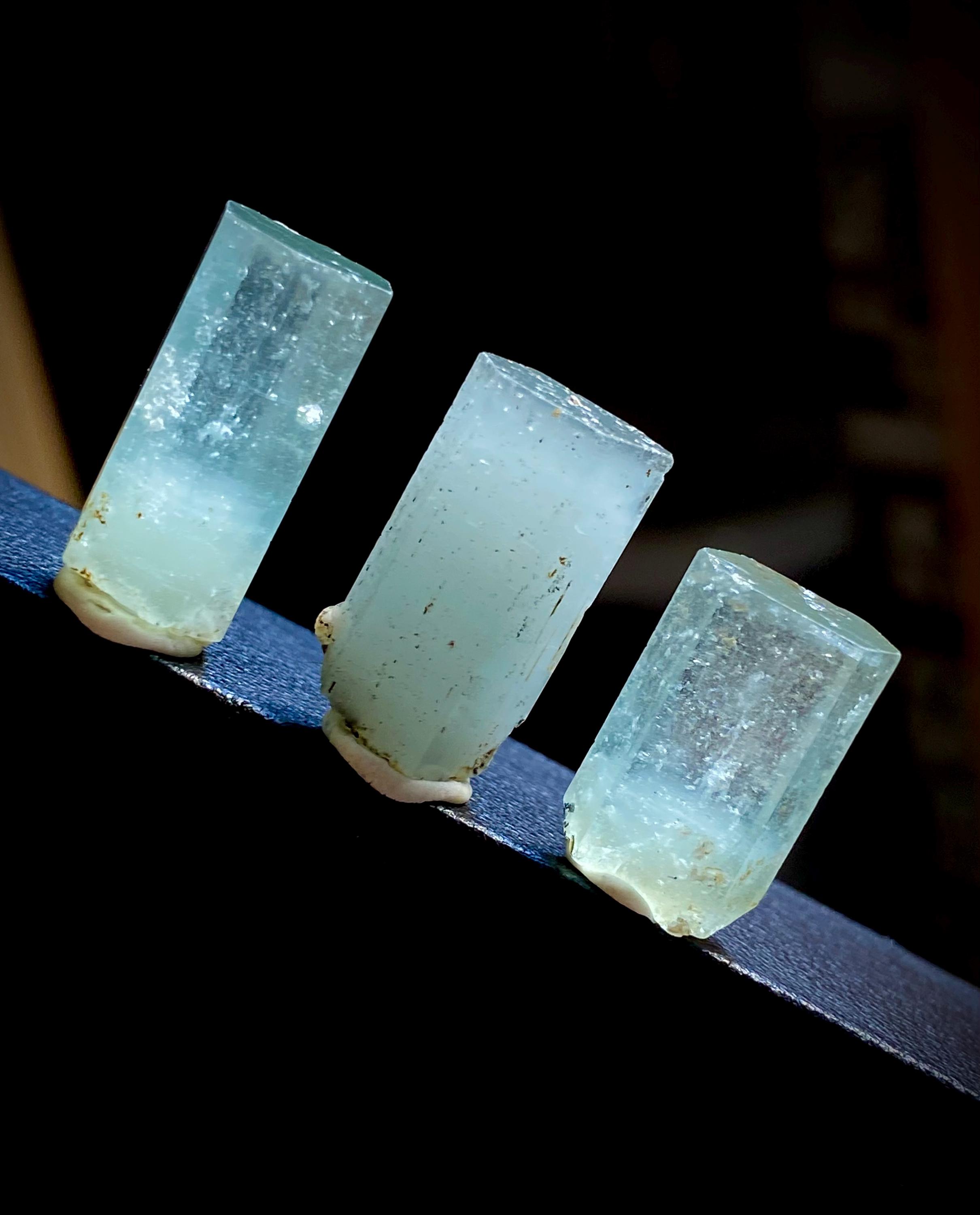ブルーアクアマリン結晶、パキスタン・スカルドゥ産原石（3個） - Etsy