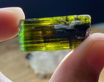 Green Cap Tourmaline Crystal from Pakistan/ raw stone