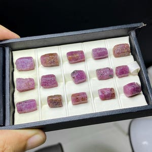 Natural Ruby Crystals Lot: Pinkish Red Corundum, UV Reactive