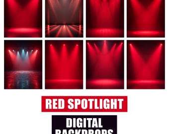 8 Red Spotlight Scene Backdrop, Spotlight Overlays, Studio Photography Backdrop, Light photoshop Background, Theater lighting
