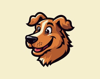 Cartoon Dog Head SVG | Happy Dog Sticker | Dog Illustration for Clothes | Digital Download svg | eps | png | jpg