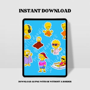 The Simpsons “Lisa Simpson” Digital Stickers - PNG Instant Download for Journalling
