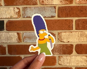 Marge Simpson Glossy Vinyl Sticker: Funny Cartoon Decal