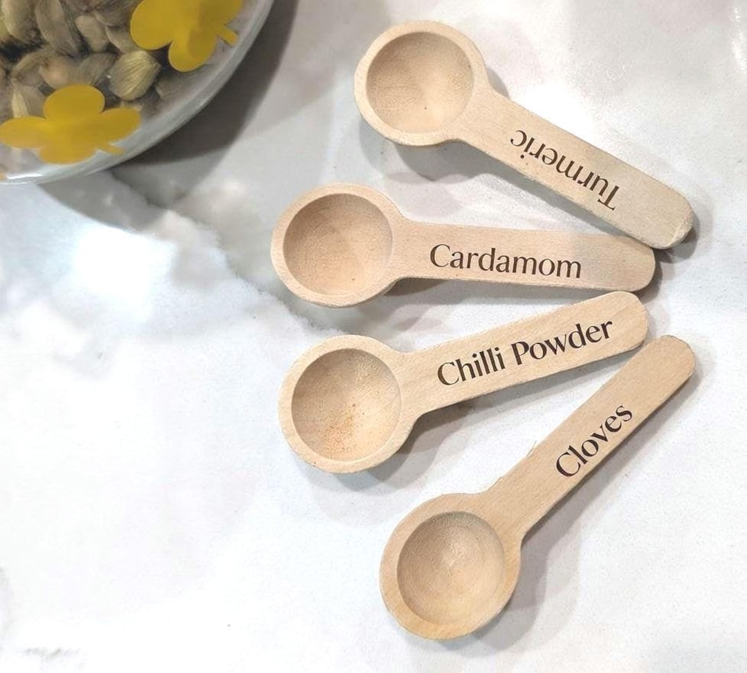 Custom Spoons Mini Custom Engraved & Personalized Pantry Mini Wooden Spice Spoons - Etsy
