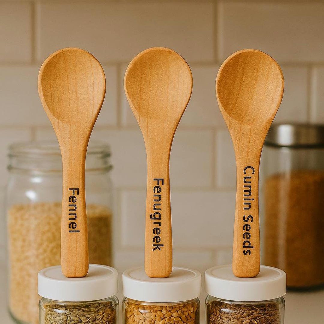 Custom Laser Engraved Mini Wooden Spice Spoons - Personalized Kitchen ...