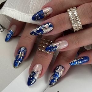 Royal Blue Nails - Etsy UK