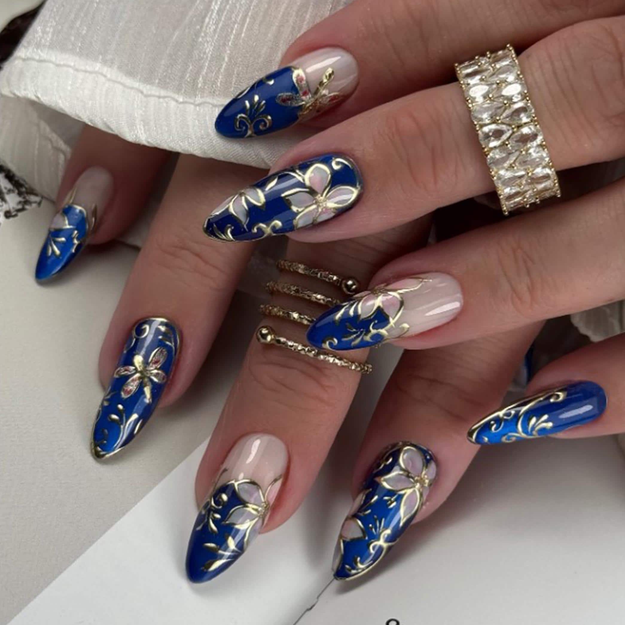 Royal Blue Nails - Etsy UK
