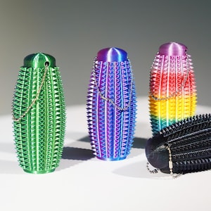 2 Pack Spiky Fidget Keychain - 3D Printed Pain Stim Toy for Stress Relief, ADHD Sensory Keychain & Unique Gift for Dad Him Women Kid