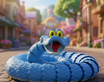 3Dプリントのヘビの彫刻 - アニメスタイルの装飾フィギュア、モダンなホームデスクデコレーション、動物ファンの男の子と女の子の子供へのユニークなギフト