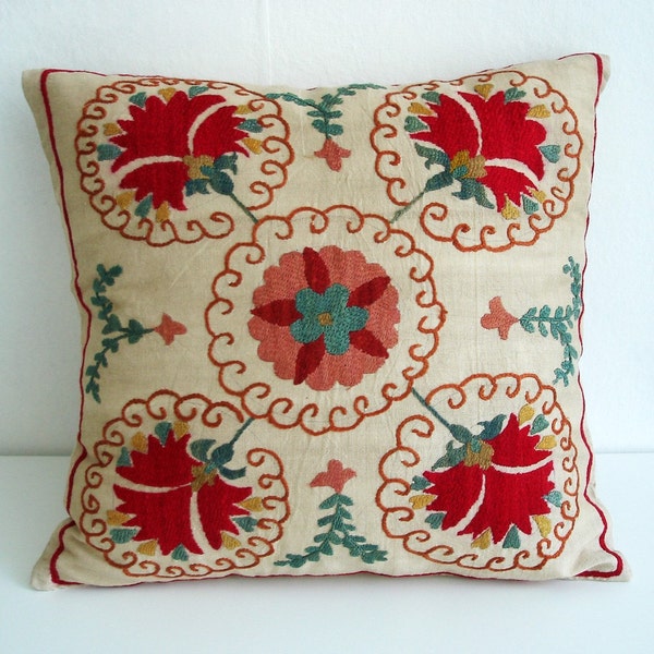 SALE-Hand Embroidered Suzani-Pillow Cover