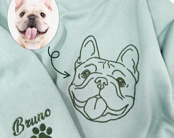 Custom Embroidered Pet Hoodie: Personalized Dog Portrait Sweatshirt