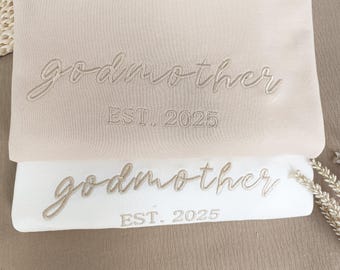 Bluza z nadrukiem "Matka Chrzestna i Ojciec Chrzestny", Bluza z okrągłym dekoltem "Oświadczyny Matki Chrzestnej", Imię chrześniaka na rękawie, Prezent dla rodziców chrzestnych, Spersonalizowana bluza z kapturem dla mamy, Prezent na chrzest
