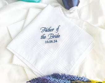 Lenço do pai da noiva, lenço de noiva personalizado, presente, lenço de casamento bordado personalizado para o pai, lembrança de casamento