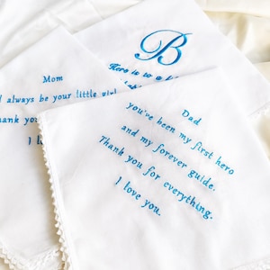 Personalized Wedding Handkerchief for Bride & Mom,Custom Embroidered Wedding Gift,Keepsake Handkerchief for Wedding Day, Wedding favours