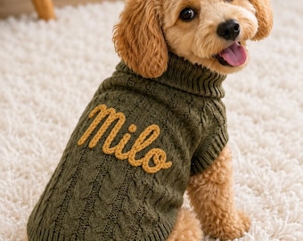 Personalized Dog Sweater With Name, Custom Puppy Jumper, Embroidered Pet Sweater, Cute Small Dog Clothes, Custom Dog Gift For Pet Lovers