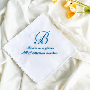 Personalized Wedding Handkerchief for Bride & Mom,Custom Embroidered Wedding Gift,Keepsake Handkerchief for Wedding Day, Wedding favours